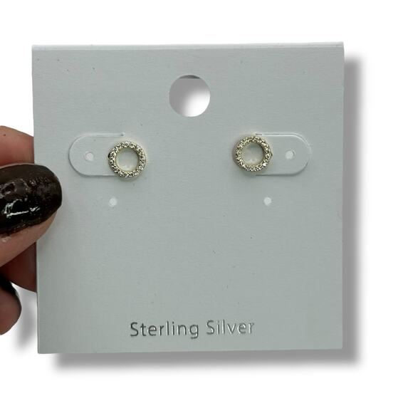 NEW Giani Bernini Gold Plate Sterling Silver Circle Stud Earrings Cubic Zirconia - Picture 1 of 8